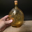 8  Vintage Style Amber Glass Abraham Lincoln Decanter Flask Bottle