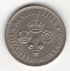 1950 Mauritius Silver 1 4 Rupee Unc 