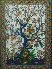 Life Of Tree Wall Hanging White Blue Cotton Print Home Decor Hippie Tapestry Art