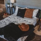 Ranch Life Western Toile Reversible Quilt Set  King  Black