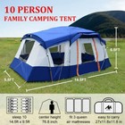 10 Person Large Family Camping Tent With Removable Rainfly Waterproof Multi Room