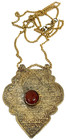 Vntg Judaica Hebrew Hanging Amulet Agate Pendant Jerusalem Israel Judaism Jewish