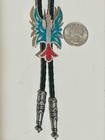 Vintage  Western Turquoise  Silver  Peyote Bird Bolo Tie