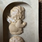 Chalkware Praying Baby Angel Wall Hanging Boy   Girl Figures Gold 5 3 4  Mcm
