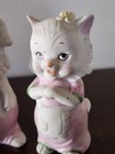 Vtg Lefton Porcelain Dog And Cat 3 5  Salt   Pepper Shakers Set Of 2 White Pink