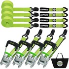 Car Tie Down Straps For Trailers With J Hooks  4pk  - Car Tie Down Axle Green
