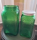 Owens Green Glass Jars Antique Metal Lid Illinois 2 Jars One Price