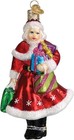 Mrs  Claus Goes Shopping Glass Blown Ornament For Christmas Tree