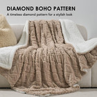 Jacquard Boho Sherpa Fleece Throw Blanket For Couch  Super Soft Cozy Fuzzy Plush