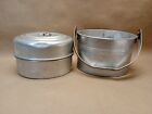 Antique Four Piece Buckeye Aluminum Coal Miner s Lunch Bucket Pail Set Mining