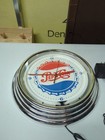 Vintage Round 15  Pepsi Cola Clock With Neon Look Light Read