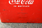 Vintage Drink Red Coca Cola Cooler Icebox Metal Action Mfg 1950 s  Made In Usa 