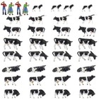 36pcs Ho Scale 1 87 Farm Animals Cattles Model Black White Cows Shepherd