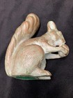      Large Squirrel Holding eating A Nut Vintage 8  Sculpture Painted Bronze