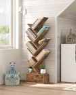 9 Tier Tree Book Shelf With Drawer  Floor Tree  Without Light-rustic Brown 