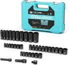 Duratech 38 Piece Drive Impact Socket Set 1 2    3 8  Metric sae Shallow Sockets