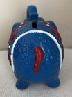 Vintage Red  White   Blue Ceramic Elephant Piggy Bank 4 5    H X 6    L