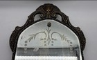 Vintage Capitol Baltimore Ornate Arched Wall Mirror Etched Floral 27x13 As Is