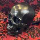 Halloween Goth Large Resin Skull Decoration Decor Black Glitter Sparkle
