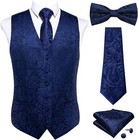 Mens Wedding Tuxedo 5-piece Set Formal Waistcoat Vest Necktie Bow Tie Paisley