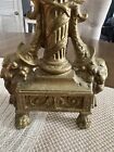 Pair Of Antique English Neoclassical Style Brass Fireplace Andirons Circa 1900