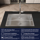 Stainless Steel Kitchen Sink 30   x19    Single Bowl overmount Handmade Sink In