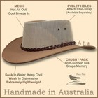    oztrala    Jacaru Hat Pu-suede Leather Mesh Men Mens Womens Cowboy Golf Outback  