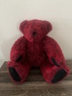 Vermont Teddy Bear Red Plush Teddy Bear With Black Paw Pads  Black Eyes