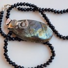 Vintage Victorian Sterling Silver Necklace  Labradorite Stone