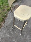 Vtg rustic Industrial Machine Age Metal Utility Kitchen Bar Stool Seat Yellow