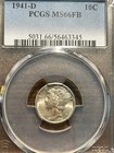 1941-d Mercury Silver Dime 10c Pcgs Mint State 66 Ms 66 Full Band Bands  fb 