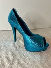Funtasma Blue Sequins Pumps High Heel Adult Women Size 8