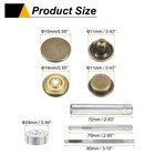 24set 15mm Leather Snap Fastener Kit 2 95  Long W 4 Install Tools Bronze 
