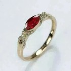 Marquise Lab-created Ruby Diamond Women s Wedding Ring 14k Yellow Gold Plated