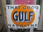 That Good Gulf Gasoline Oil   Gas Porcelain Enamel Steel Sign