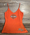 Mann s Harley Davidson Columbus  Indiana Orange Logo Tank Top Women s Size Xl