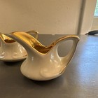 Ivory Lustreware set Of 2  Glossy Iridescent W  Gold-tone Interior