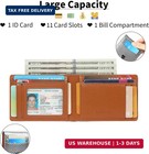 Executive Men Leather Wallet Slim Bifold Rfid Front Pocket Card Holder Id Window