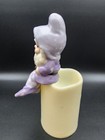 Vintage Elf Pixie Nome Sitting Resting White   Purple Christmas 4 1 4    