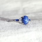 Vintage Blue Lindy Star Ring Blue Star Sapphire Silver Ring 925 Sterling Silver
