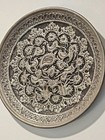 Vintage Persian Hammered Repousse Copper Plate Peacock Floral 7 3 4 Red
