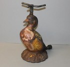 Antique Cast Iron Figural Wood Duck Lawn Water Sprinkler