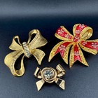 Vintage Designer Brooch Lot Ribbons Bows Rhinestone Enamel Joan Rivers Coro Lr