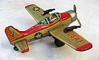 Vintage Tin Friction Usaf Fighter Toy Airplane - Japan