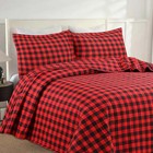 Festive Buffalo Plaid Check Quilt Set     3-piece Gingham Christmas Bedding