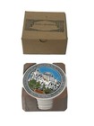 6 Vintage Greek Round Ceramic Tile Coasters With Stand   Box Trophy Art Design