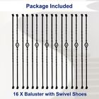 16 Pack Wrought Iron Balusters 1 2  Square Metal Balusters 32 Swivel Shoes