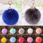 1pc Soft Fluffy Rabbit Fur Ball 10 Cm Key Chain Pompom Handbag Car Key Ring