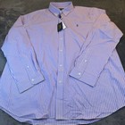 Polo Ralph Lauren Classic Fit Striped Button Down Shirt Purple White Men Xxl Nwt