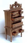 Vintage Wooden Highboy Chest Dresser Miniature Dollhouse Furniture Japan 1 12